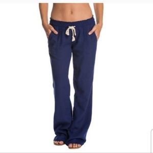 Roxy Oceanside Blue Linen Beach Pants XL